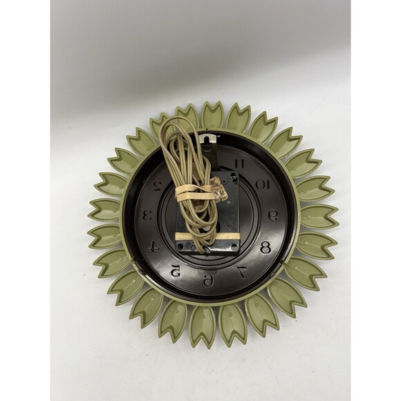 Vintage Westclox Electric Wall Clock Green Leaf MCM Floral Flower READ DESCRIP! - Picture 10 of 13
